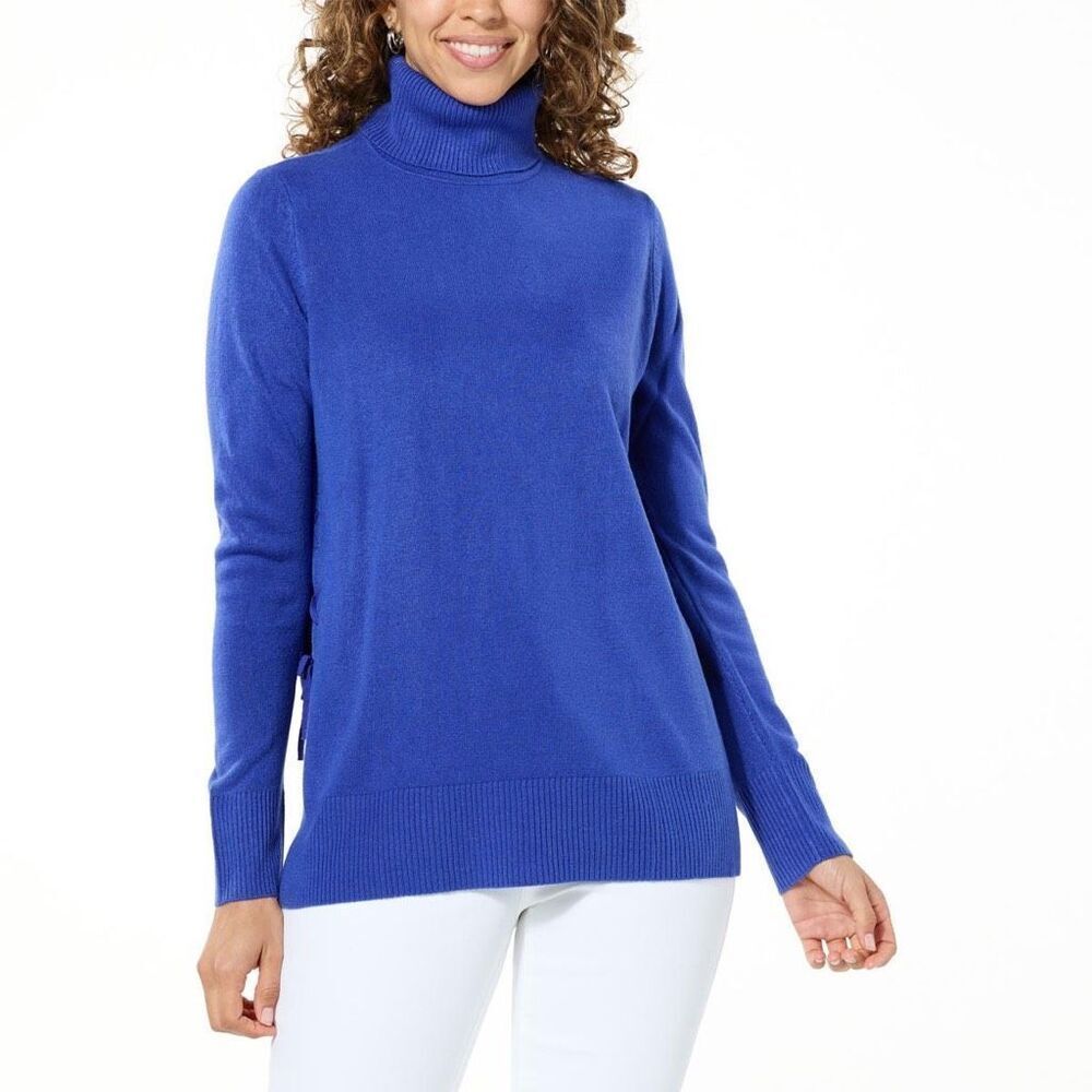 DG2 by Diane Gilman Lux Touch Turtleneck Sweater with Lace-Up Sides size 3X NWT